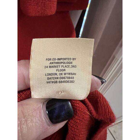 MOTH Dress Womens Medium Cherry Red Chester Bell Sleeve Sweater Anthropologie - Picture 6 of 8